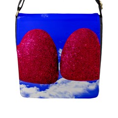 Two Hearts Flap Closure Messenger Bag (l) by essentialimage