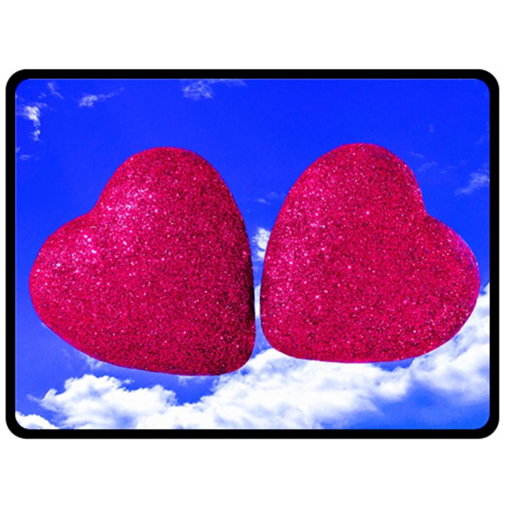 Two Hearts Double Sided Fleece Blanket (Large) 