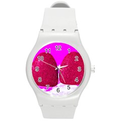 Two Hearts Round Plastic Sport Watch (m) by essentialimage