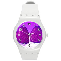 Two Hearts Round Plastic Sport Watch (m) by essentialimage