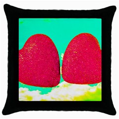 Two Hearts Throw Pillow Case (black) by essentialimage