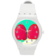 Two Hearts Round Plastic Sport Watch (m) by essentialimage