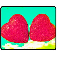 Two Hearts Double Sided Fleece Blanket (medium)  by essentialimage