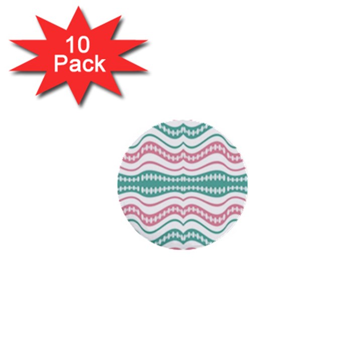 Waving Lines Vivid Pattern 1  Mini Buttons (10 pack) 