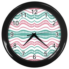 Waving Lines Vivid Pattern Wall Clock (black) by dflcprintsclothing