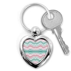 Waving Lines Vivid Pattern Key Chain (heart)