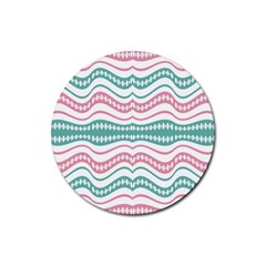 Waving Lines Vivid Pattern Rubber Round Coaster (4 Pack) 