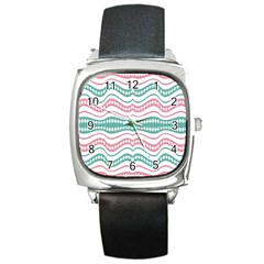 Waving Lines Vivid Pattern Square Metal Watch by dflcprintsclothing