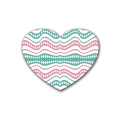 Waving Lines Vivid Pattern Rubber Coaster (heart)  by dflcprintsclothing