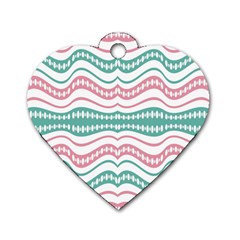 Waving Lines Vivid Pattern Dog Tag Heart (one Side) by dflcprintsclothing