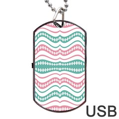 Waving Lines Vivid Pattern Dog Tag Usb Flash (two Sides) by dflcprintsclothing