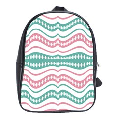 Waving Lines Vivid Pattern School Bag (xl) by dflcprintsclothing