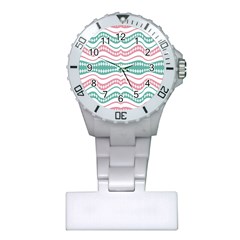 Waving Lines Vivid Pattern Plastic Nurses Watch by dflcprintsclothing