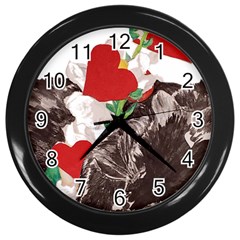 Art Protocol Valentine s Day Cat Design Wall Clock (black) by Heart