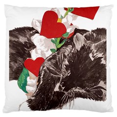 Art Protocol Valentine s Day Cat Design Large Flano Cushion Case (two Sides) by Heart