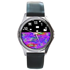 Fractal Flower Round Metal Watch