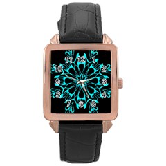 Digital Handdraw Floral Rose Gold Leather Watch  by Sparkle