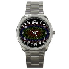 Digital Handdraw Floral Sport Metal Watch by Sparkle