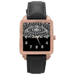 Digital Handdraw Floral Rose Gold Leather Watch  by Sparkle