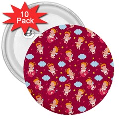 Cupid Love 3  Buttons (10 Pack)  by designsbymallika