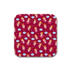 Cupid Love Rubber Square Coaster (4 Pack)  by designsbymallika