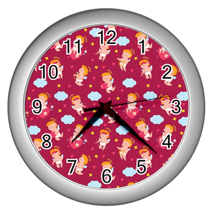 Cupid Love Wall Clock (Silver)