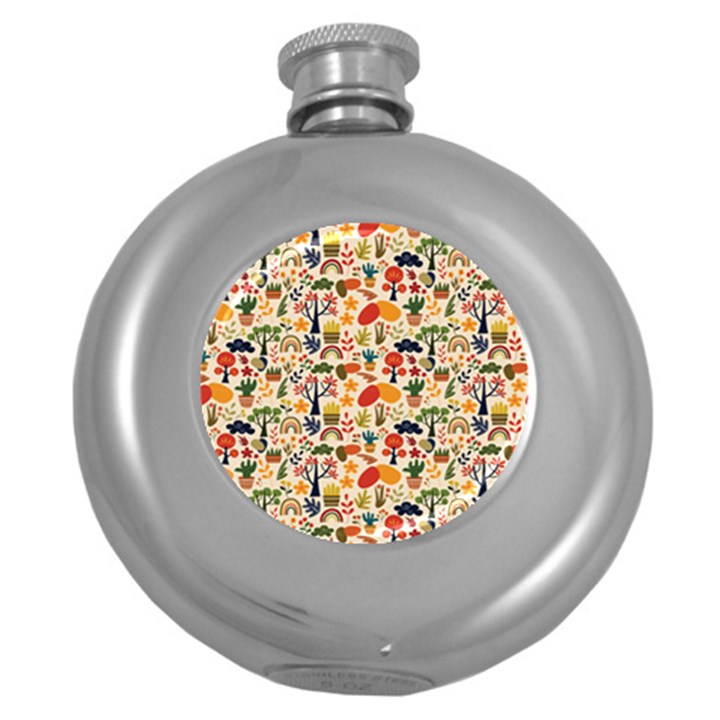 Garden Of Love Round Hip Flask (5 oz)