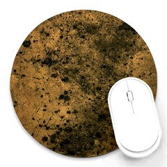 Orange Grunge Print Round Mousepads by dflcprintsclothing