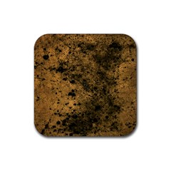 Orange Grunge Print Rubber Coaster (square) 