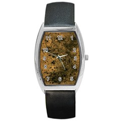 Orange Grunge Print Barrel Style Metal Watch