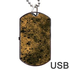 Orange Grunge Print Dog Tag Usb Flash (one Side)