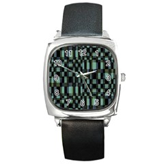 Dark Geometric Pattern Design Square Metal Watch by dflcprintsclothing