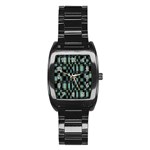 Dark Geometric Pattern Design Stainless Steel Barrel Watch Front