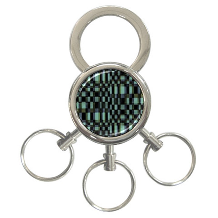 Dark Geometric Pattern Design 3-Ring Key Chain