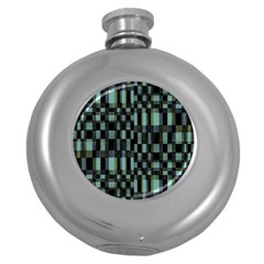 Dark Geometric Pattern Design Round Hip Flask (5 Oz) by dflcprintsclothing