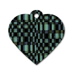 Dark Geometric Pattern Design Dog Tag Heart (one Side) by dflcprintsclothing