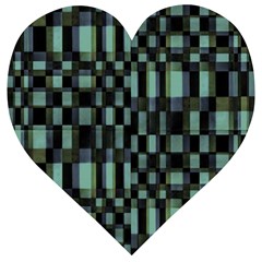 Dark Geometric Pattern Design Wooden Puzzle Heart by dflcprintsclothing