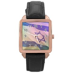 Israel Rose Gold Leather Watch  by AwesomeFlags