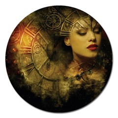 Surreal Steampunk Queen From Fonebook Magnet 5  (round)