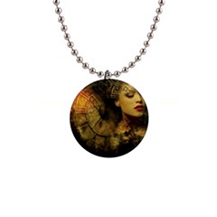 Surreal Steampunk Queen From Fonebook 1  Button Necklace by 2853937