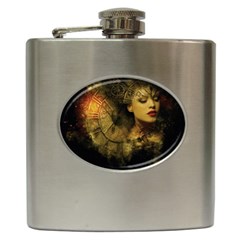 Surreal Steampunk Queen From Fonebook Hip Flask (6 Oz)