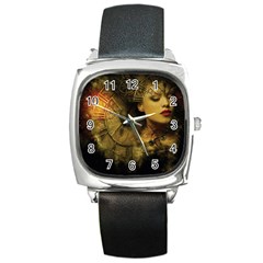 Surreal Steampunk Queen From Fonebook Square Metal Watch by 2853937