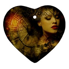 Surreal Steampunk Queen From Fonebook Heart Ornament (two Sides)