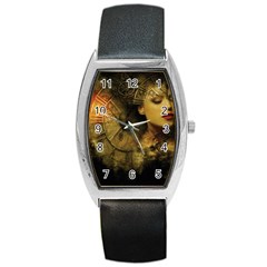 Surreal Steampunk Queen From Fonebook Barrel Style Metal Watch