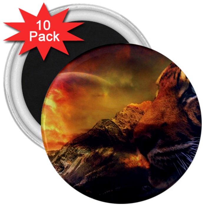 Tiger King In A Fantastic Landscape From Fonebook 3  Magnets (10 pack) 