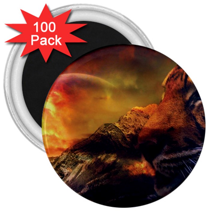 Tiger King In A Fantastic Landscape From Fonebook 3  Magnets (100 pack)