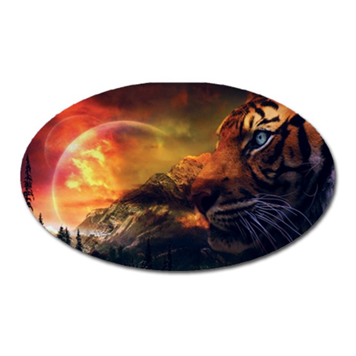 Tiger King In A Fantastic Landscape From Fonebook Oval Magnet