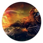 Tiger King In A Fantastic Landscape From Fonebook Magnet 5  (Round) Front