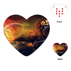 Tiger King In A Fantastic Landscape From Fonebook Playing Cards Single Design (heart) by 2853937