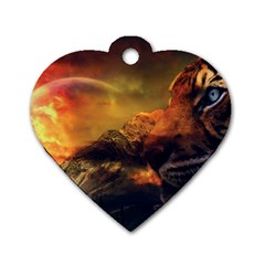 Tiger King In A Fantastic Landscape From Fonebook Dog Tag Heart (one Side) by 2853937